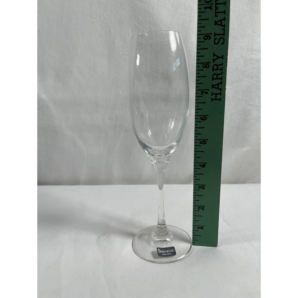 Lot of 4 Spiegelau Fluted Champagne Glasses Clear Glass Long Stem #428